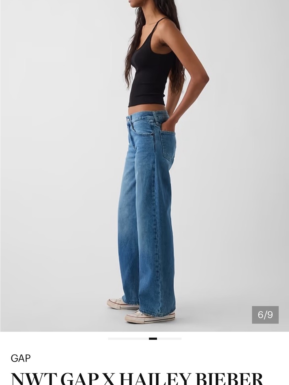 GAP x Hailey Bieber Low Rise Loose Fit Jeans - Light Blue Wash, size 26 - Picture 6 of 9